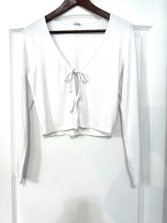 Wilfred Tops - Aritzia Wilfred Free Tie-Front Ribbed Top White Size M